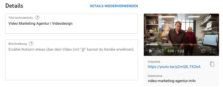 Video SEO Youtube Videos Title und Beschreibung festlegen