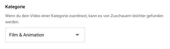 Video SEO Youtube Kategorie